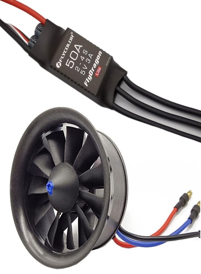 فلاي كولور طائرة FLYCOLOR النفاثة ذات المحرك الكهربائي 64 مم 3500KV 4S RC، مزودة بمروحة ذات 11 شفرة ومحرك بدون فرش للتحكم عن بعد ووحدة تحكم إلكترونية 50 أمبير (2~4S)، تم اختبار توازنها. - Image 1